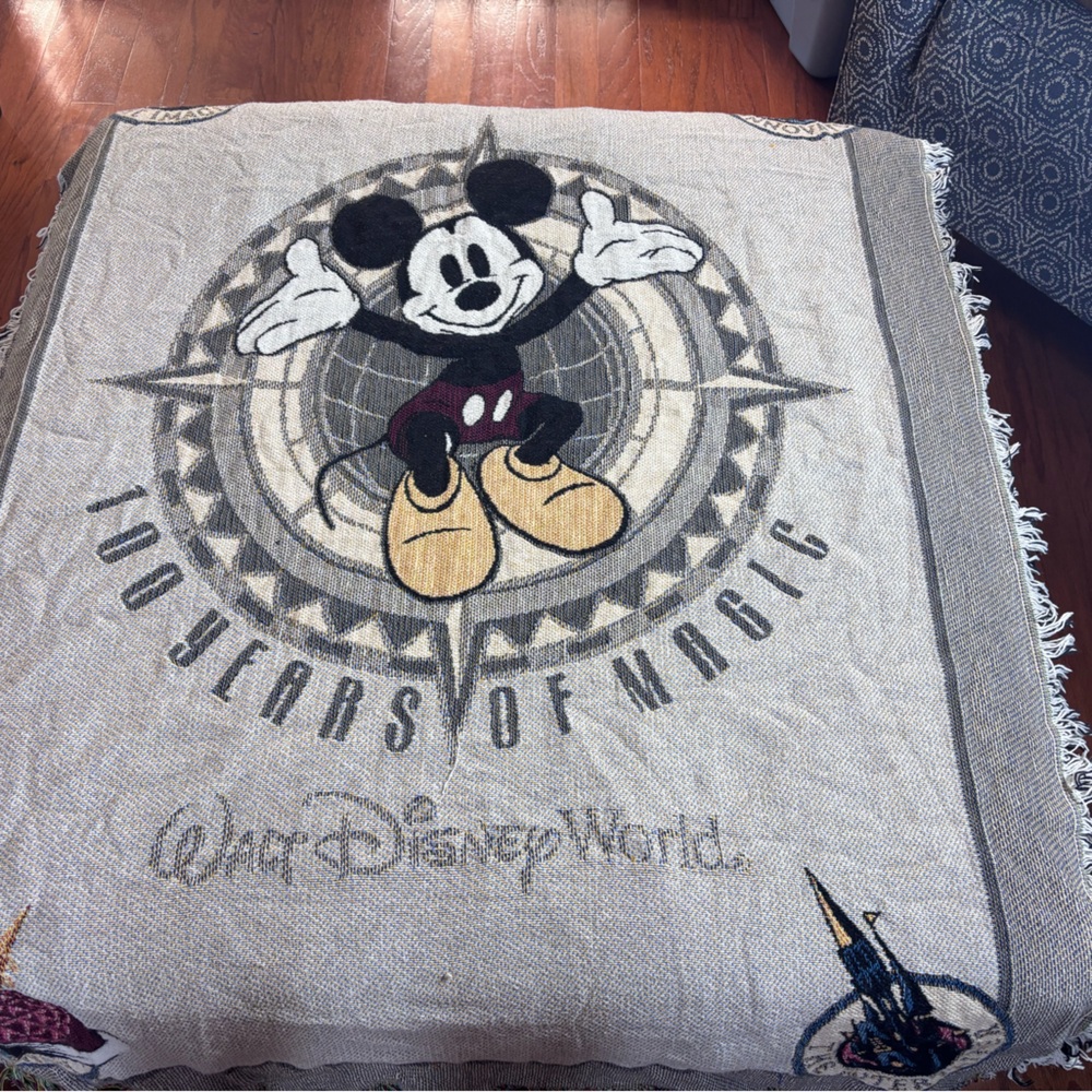 Mickey Mouse Walt Disney 100 Years Of Magic Tapestry Woven Throw Blanket Cotton